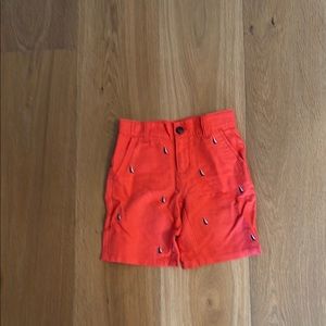Janie and Jack Red Linen Sailboat Shorts
